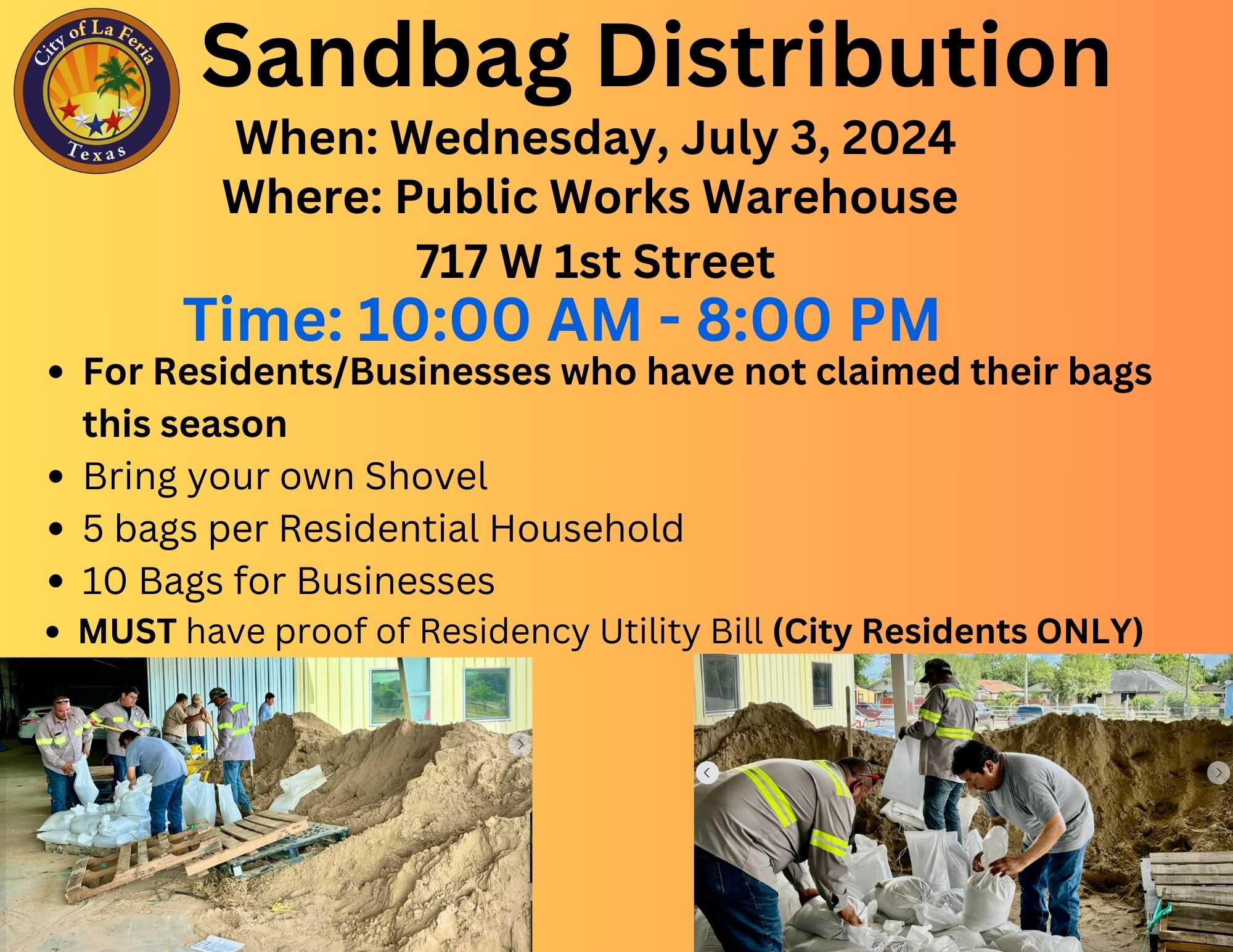 Sandbag Distribution – City of La Feria, TX